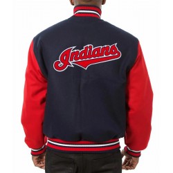 Varsity Cleveland Indians Red and Navy Blue Wool Jacket