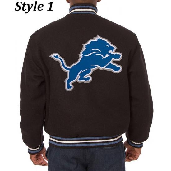 Varsity Detroit Lions Black Wool Jacket