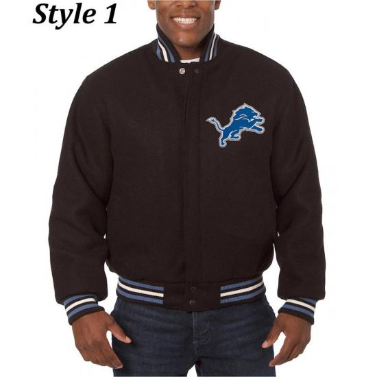 Varsity Detroit Lions Black Wool Jacket