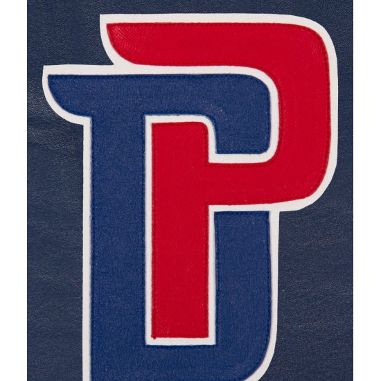 Varsity Detroit Pistons Navy Blue Leather Jacket Varsity Detroit Pistons Navy Blue Leather Jacket