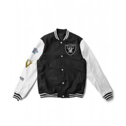 Varsity Las Vegas Raiders White and Black Jacket