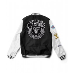 Varsity Las Vegas Raiders White and Black Jacket