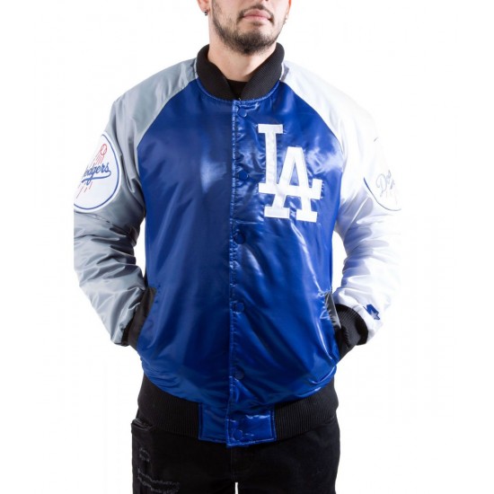 Varsity Los Angeles Dodgers Satin Tri-Color Jacket Varsity Los Angeles Dodgers Satin Tri-Color Jacket