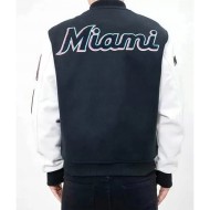 Varsity Miami Marlins Navy Blue and White Jacket