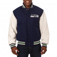 Varsity Seattle Seahawks Two-Tone Blue and White Jacket