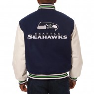 Varsity Seattle Seahawks Two-Tone Blue and White Jacket