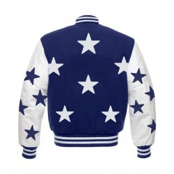 Varsity Stars Dallas Cowboys Royal Blue and White Jacket