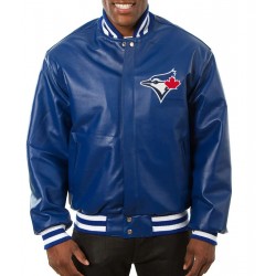 Varsity Toronto Blue Jays Royal Blue Leather Jacket