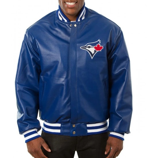 Varsity Toronto Blue Jays Royal Blue Leather Jacket