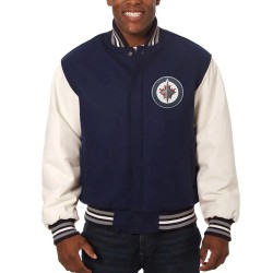 Varsity Winnipeg Jets Two-Tone Blue and White Jacket