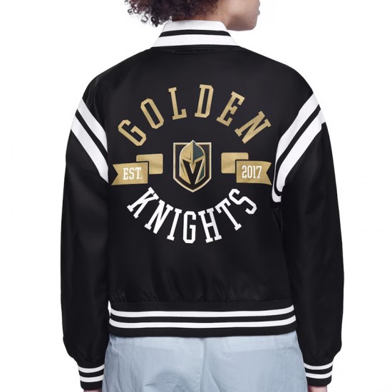 Vegas Golden Knights Printed Logo Varsity Satin Jacket Vegas Golden Knights Printed Logo Varsity Satin Jacket