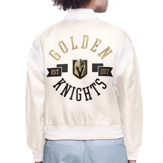 Vegas Golden Knights Printed Logo Varsity Satin Jacket Vegas Golden Knights Printed Logo Varsity Satin Jacket