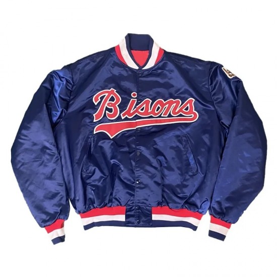 Vintage Buffalo Bisons Baseball Blue Satin Jacket