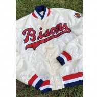 Vintage Buffalo Bisons Baseball White Satin Jacket