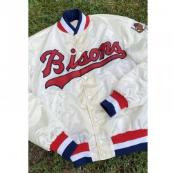 Vintage Buffalo Bisons Baseball White Satin Jacket