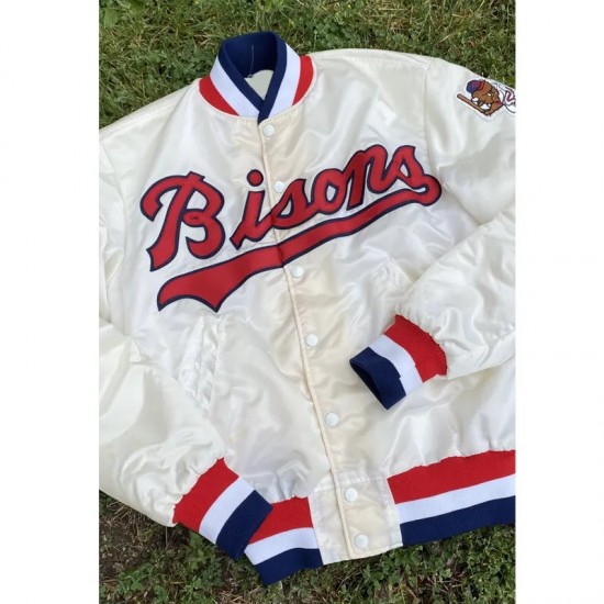 Vintage Buffalo Bisons Baseball White Satin Jacket
