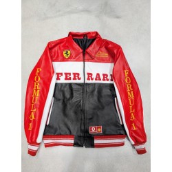 Vintage Ferrari F1 Leather Bomber Jacket