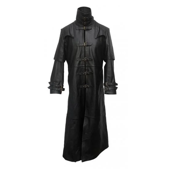 Vintage Steampunk Gothic Leather Trench Coat