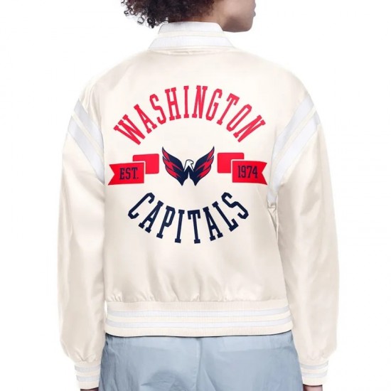 Washington Capitals Printed Logo Varsity Satin Jacket