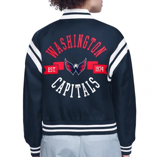 Washington Capitals Printed Logo Varsity Satin Jacket
