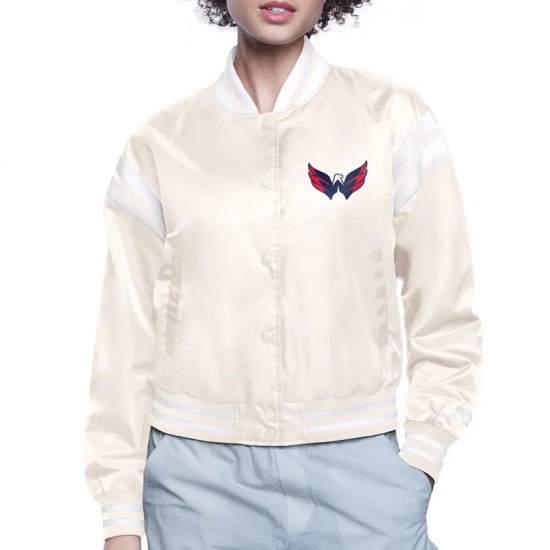 Washington Capitals Printed Logo Varsity Satin Jacket