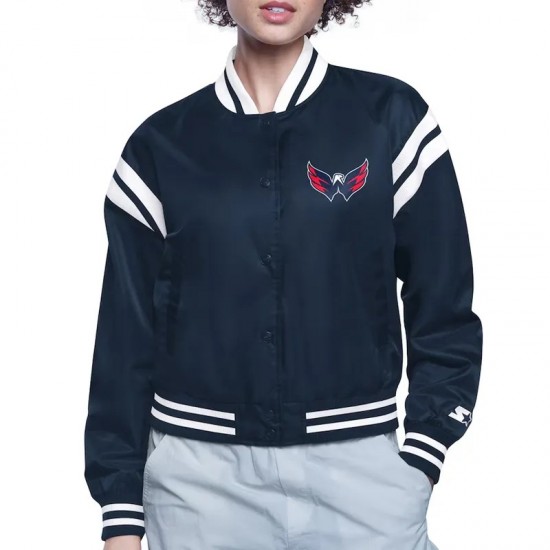 Washington Capitals Printed Logo Varsity Satin Jacket