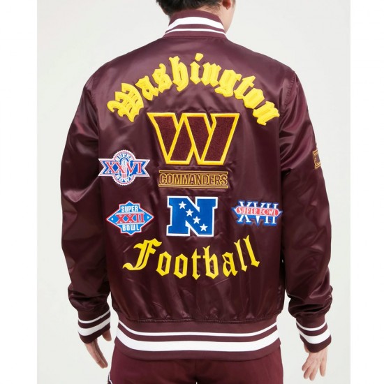 Washington Commanders Old English Maroon Satin Jacket