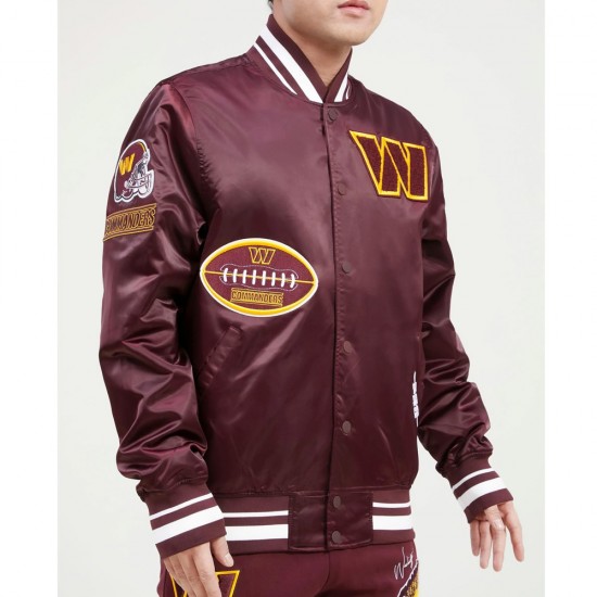 Washington Commanders Old English Maroon Satin Jacket