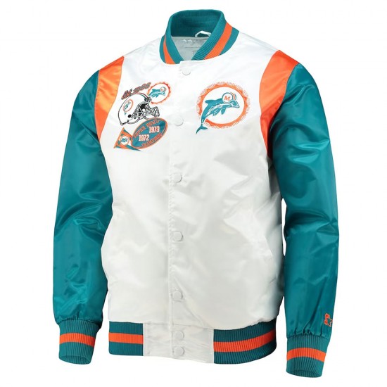 White/Aqua Miami Dolphins Retro The All-American Jacket White/Aqua Miami Dolphins Retro The All-American Jacket