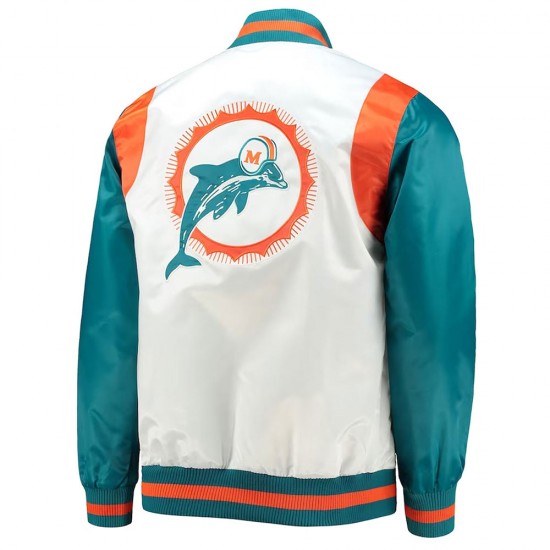 White/Aqua Miami Dolphins Retro The All-American Jacket White/Aqua Miami Dolphins Retro The All-American Jacket