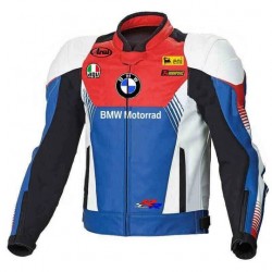 White Blue BMW Motorcycle Racing Leather Jacket