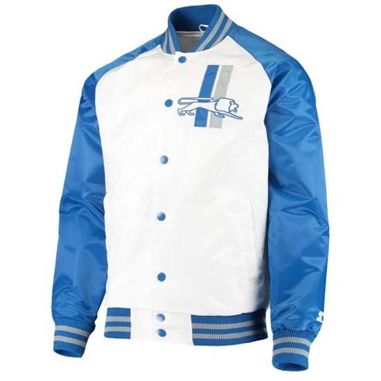 White/Blue Detroit Lions Clean Up Throwback Satin Jacket White/Blue Detroit Lions Clean Up Throwback Satin Jacket