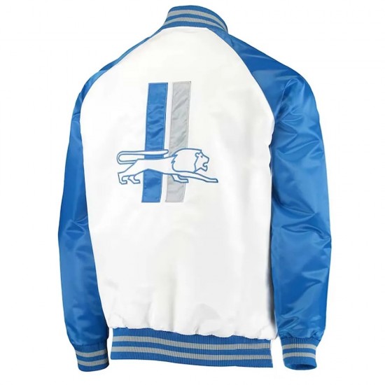 White/Blue Detroit Lions Clean Up Throwback Satin Jacket White/Blue Detroit Lions Clean Up Throwback Satin Jacket