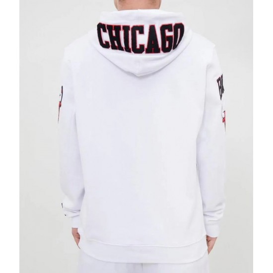 White Chicago Bulls Fleece Hoodie