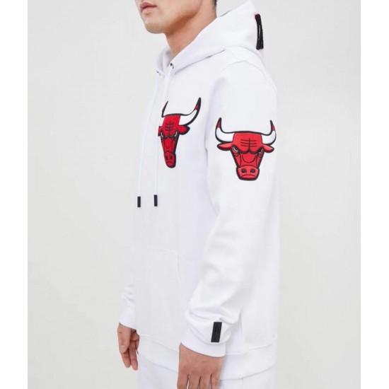 White Chicago Bulls Fleece Hoodie