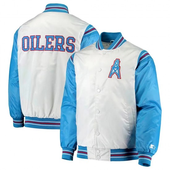 White Light Blue Houston Oilers Historic Logo Renegade Jacket