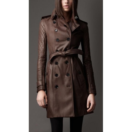 Women Chocolate Brown Sheepskin Leather Long Coat Women Chocolate Brown Sheepskin Leather Long Coat