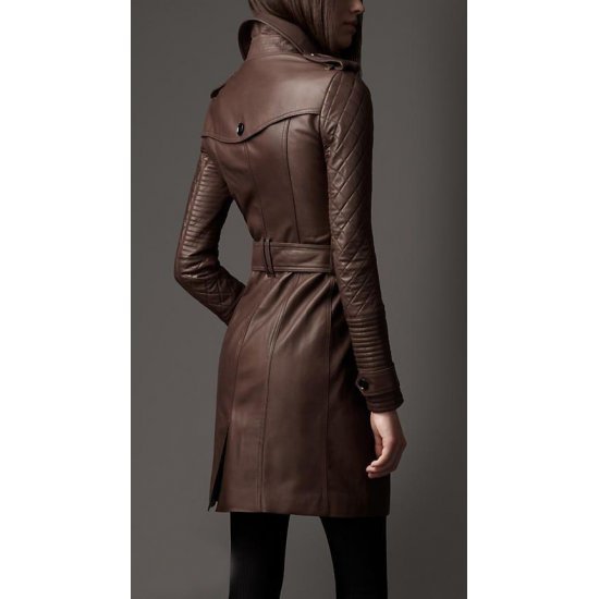 Women Chocolate Brown Sheepskin Leather Long Coat Women Chocolate Brown Sheepskin Leather Long Coat