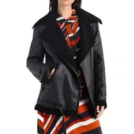 Women's Black Leather Aviator Jacket Women's Black Leather Aviator Jacket