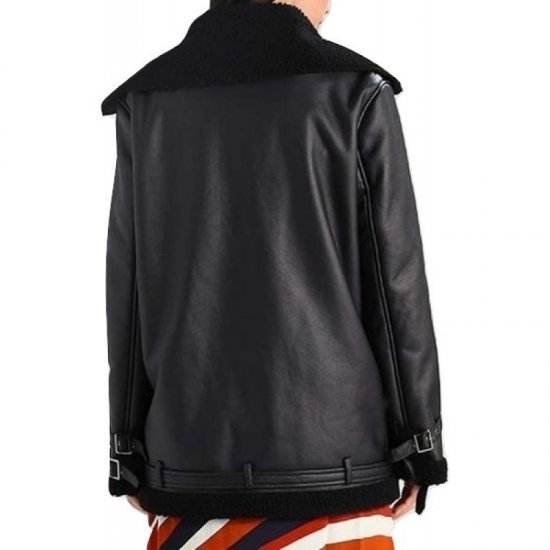 Women's Black Leather Aviator Jacket Women's Black Leather Aviator Jacket