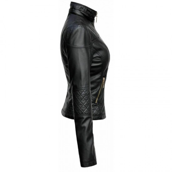 Women's Lambskin Genuine Leather Motorcycle Slim Fit Designer Biker Jacket
