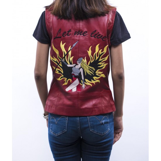 Women's Resident Evil 2 Claire Redfield Red Leather Vest Women's Resident Evil 2 Claire Redfield Red Leather Vest