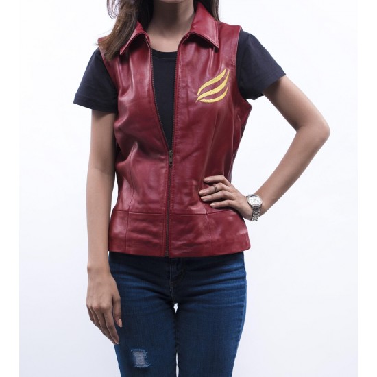Women's Resident Evil 2 Claire Redfield Red Leather Vest Women's Resident Evil 2 Claire Redfield Red Leather Vest