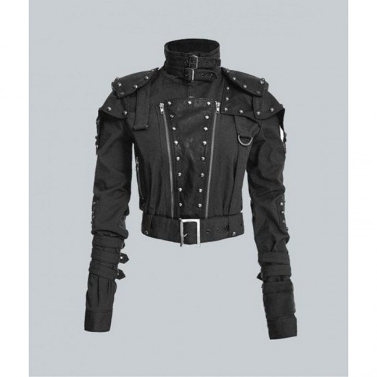 Womens Studded Military Cropped Jacket Womens Studded Military Cropped Jacket