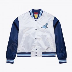 Women’s Philadelphia Blue Jays Cropped White and Blue Satin Jacket