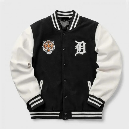 Wordmark Detroit Tigers Black & White Varsity Jacket