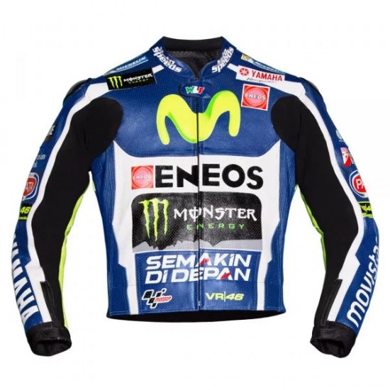 Yamaha Movistar Racing Monster Energy Motorcycle Leather Jacket Yamaha Movistar Racing Monster Energy Motorcycle Leather Jacket