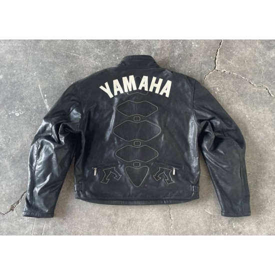Yamaha Racing Black Cowhide Leather Biker Jacket Yamaha Racing Black Cowhide Leather Biker Jacket