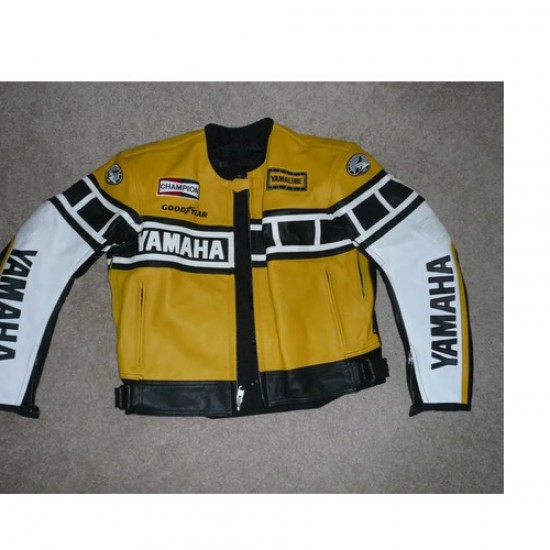 Yamaha Racing Cowhide Leather Biker Jacket