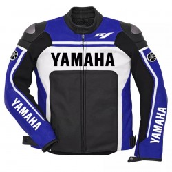 Yamaha Racing Motorcycle Leather Biker Jacket